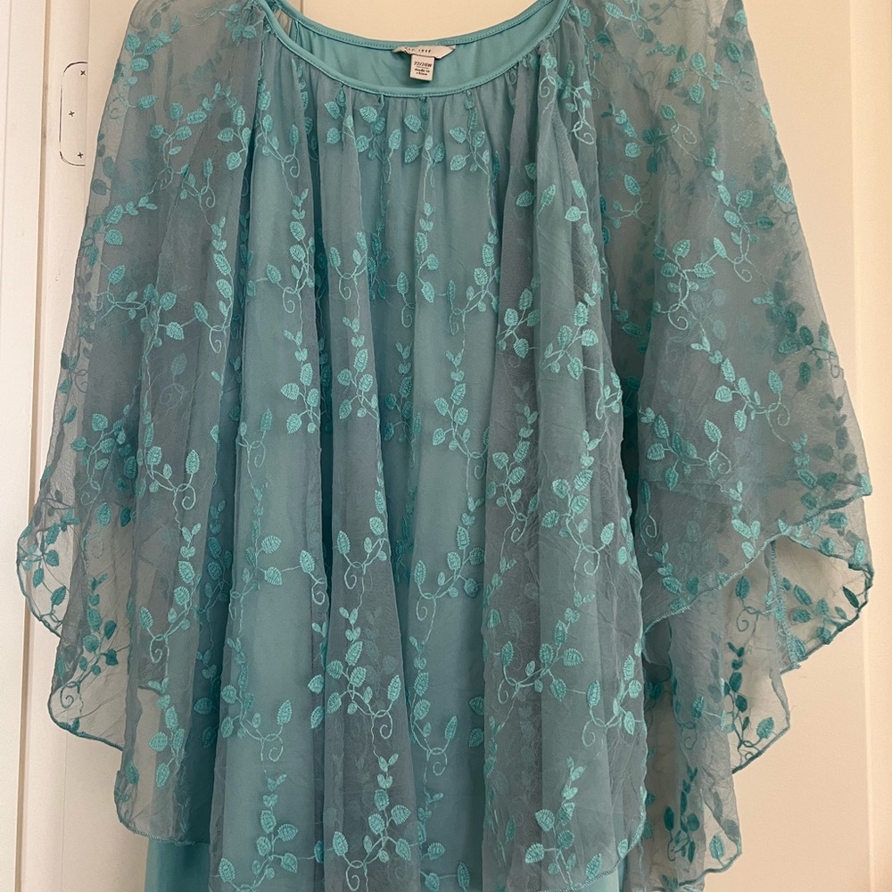 Fun & Flirty Sheer turquoise overlay with lining.